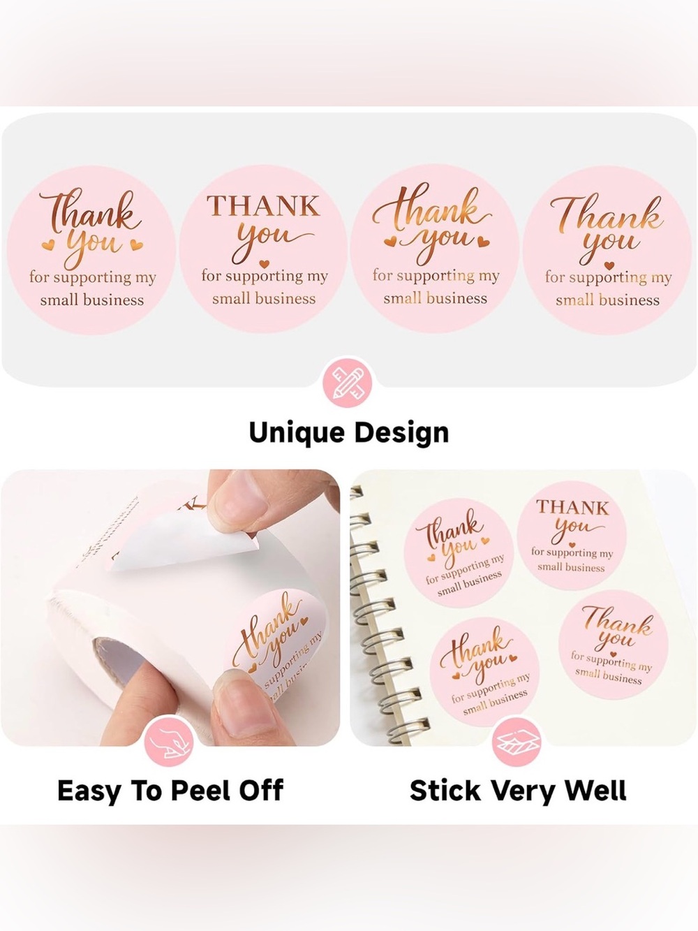 500 Pink “Thank You for supporting my small business” stickers - Picture 2 of 3